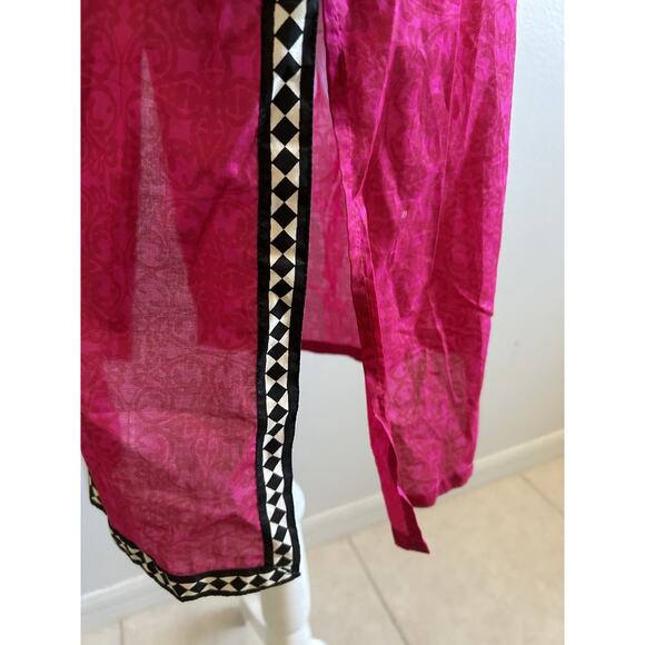 Sana Safinaz Kameez Tunic M Pink Multicolor Embroidered Kaftan Long Sleeve NWOT - Picture 7 of 9